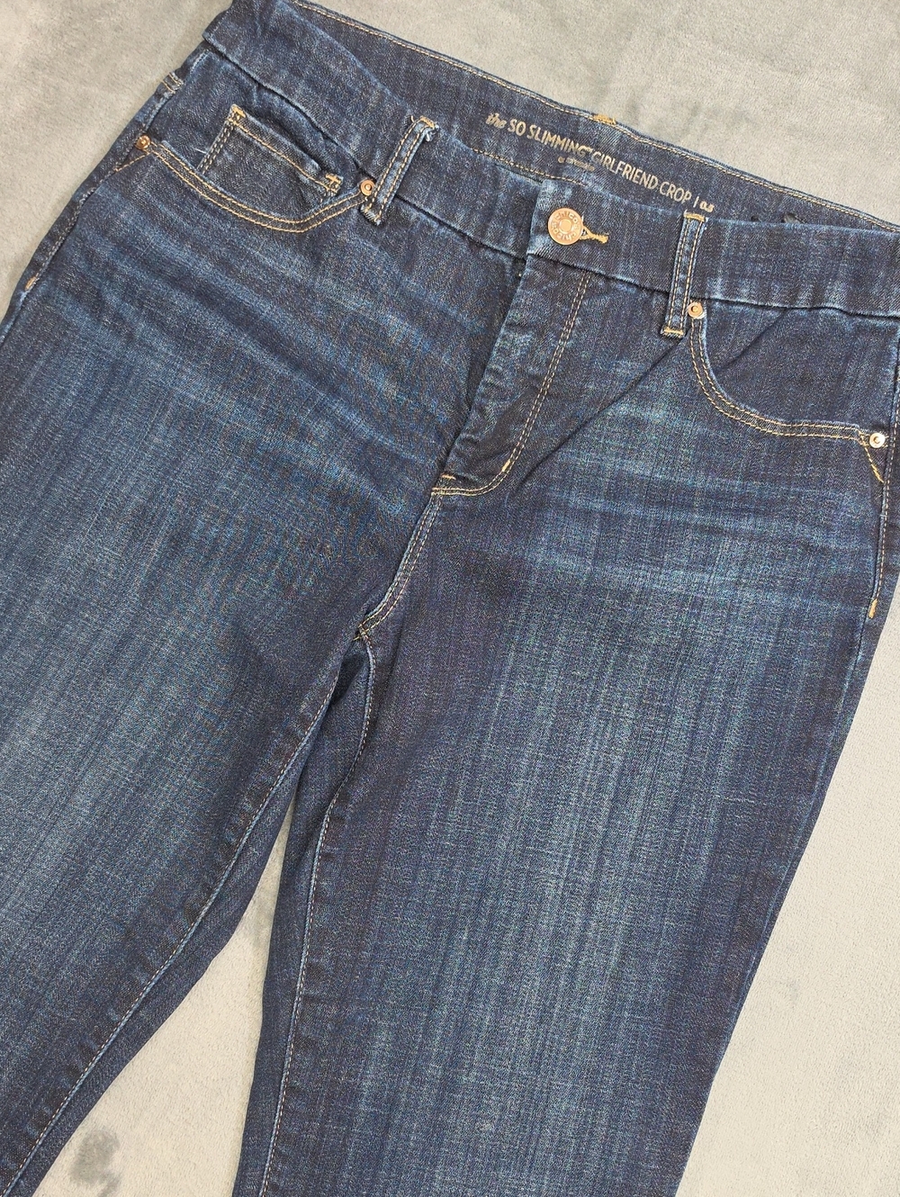 Chico's 6 .5 Dark Indigo Boyfriend Crop Jeans
